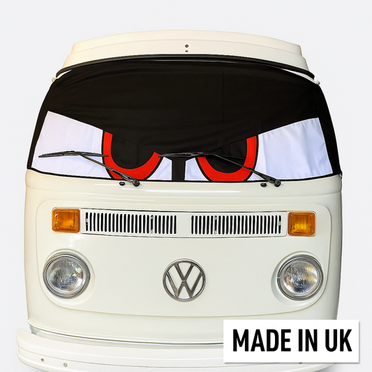 Buseyes Angry Frontscheiben Cover schwarz, passend für VW Bus T2