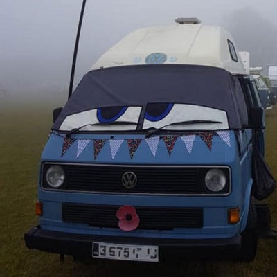 Buseyes Happy Frontscheiben Cover, passend für VW Bus T3