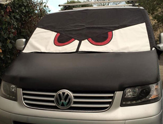 Buseyes Angry Frontscheiben Cover schwarz, passend für VW Bus T5/T6